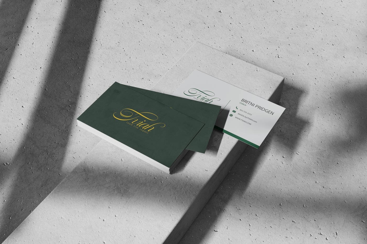 TVIAH — Business cards · gold on forest